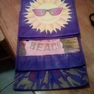 3 BEACH TOTE BAGS (CANVAS NON-WOVEN)design - (NEW)